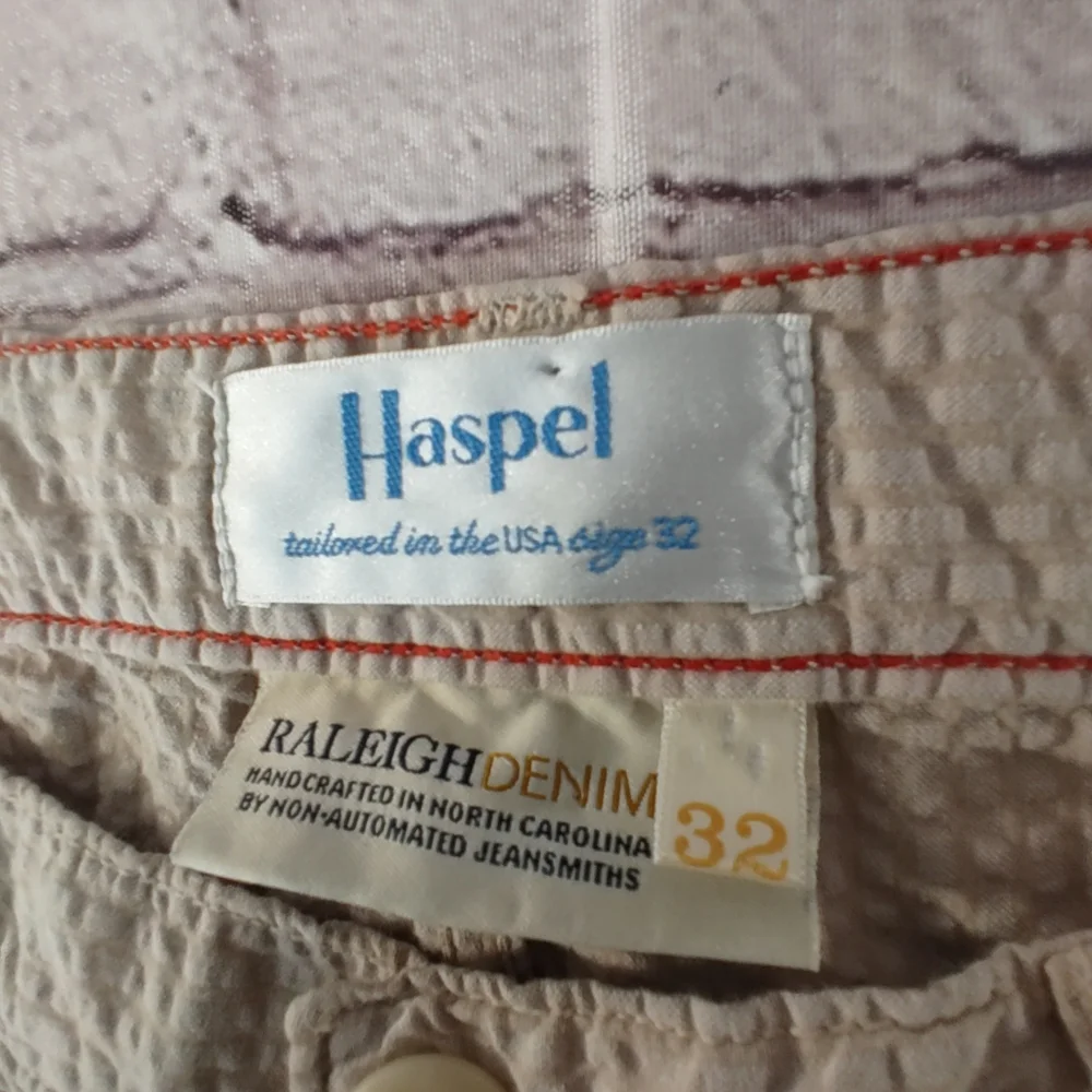 Raleigh Denim Mens Martin Cotton Jeans 32 Cream Beige Seer Sucker Pants